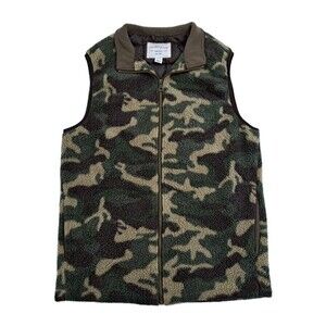 Weatherproof Vintage Men's Small Camo Fleece High Pile Vest Jacket Green Brown